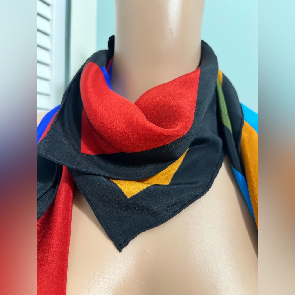 Vintage YSL Yves Saint Laurent Silk Colour Block - Picture 4 of 10